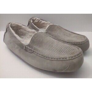Koolaburra By UGG Mens 11 Grey Sherpa Leather Slip On Slippers